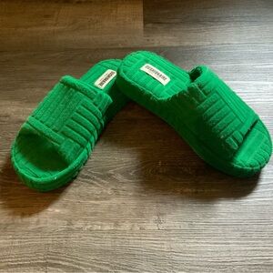 Vibrant Green Quilted Slides